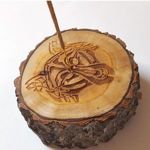 Celtic Tribal Wolf Wooden Stick Incense Holder